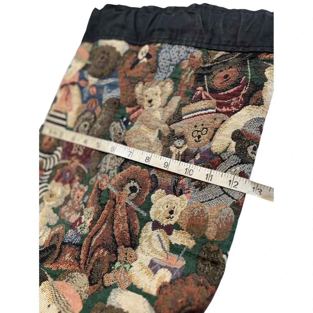 Vintage‎ 90s Teddy Bear Tapestry Bag Round Drawstring Backpack Kidcore Cottage